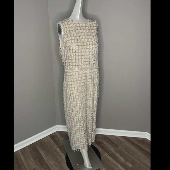 MAC DUGGAL EMBELLISHED FRINGED MIDI SHEATH DRESS - Picture 7 of 10